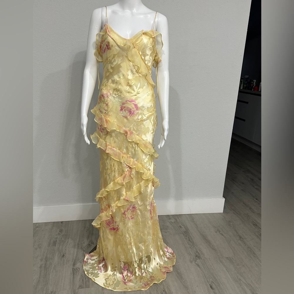 Authentic New with Tags LoveShackFancy Yellow Melon Rialto Floral Prom Dress